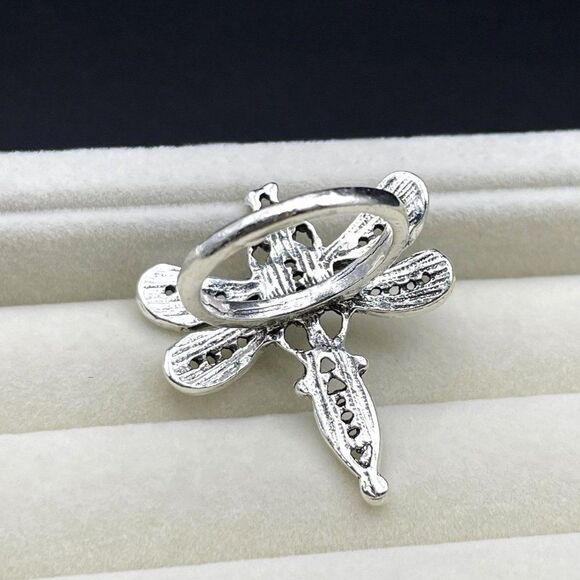 925 Sterling Silver Boho Style Detailed Dragonfly Statement Ring Size 6.5 - Picture 5 of 10